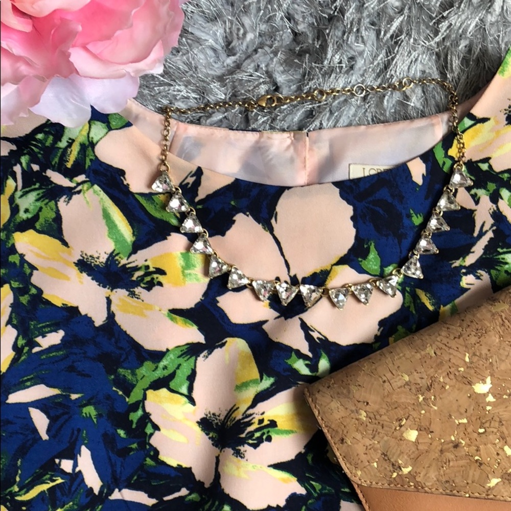 J crew Gold and Rhinestone Statement Necklace